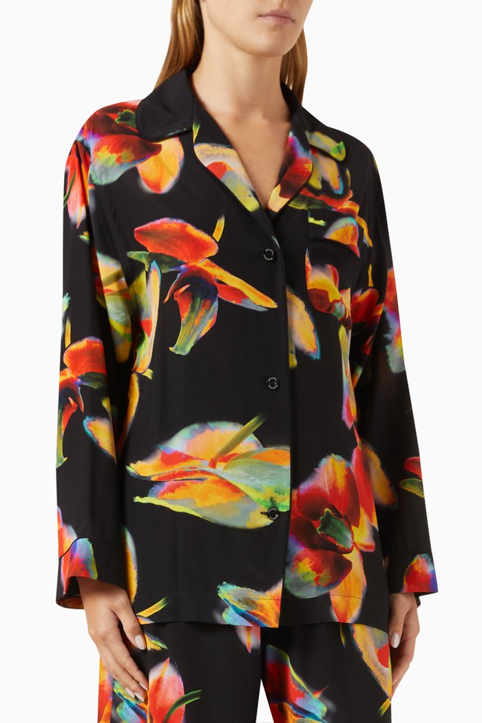 

Floral-print Shirt, Black