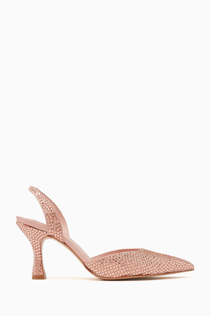 

Hayley 80 Slingback Pumps in Crystal Embellished Leather, Pink