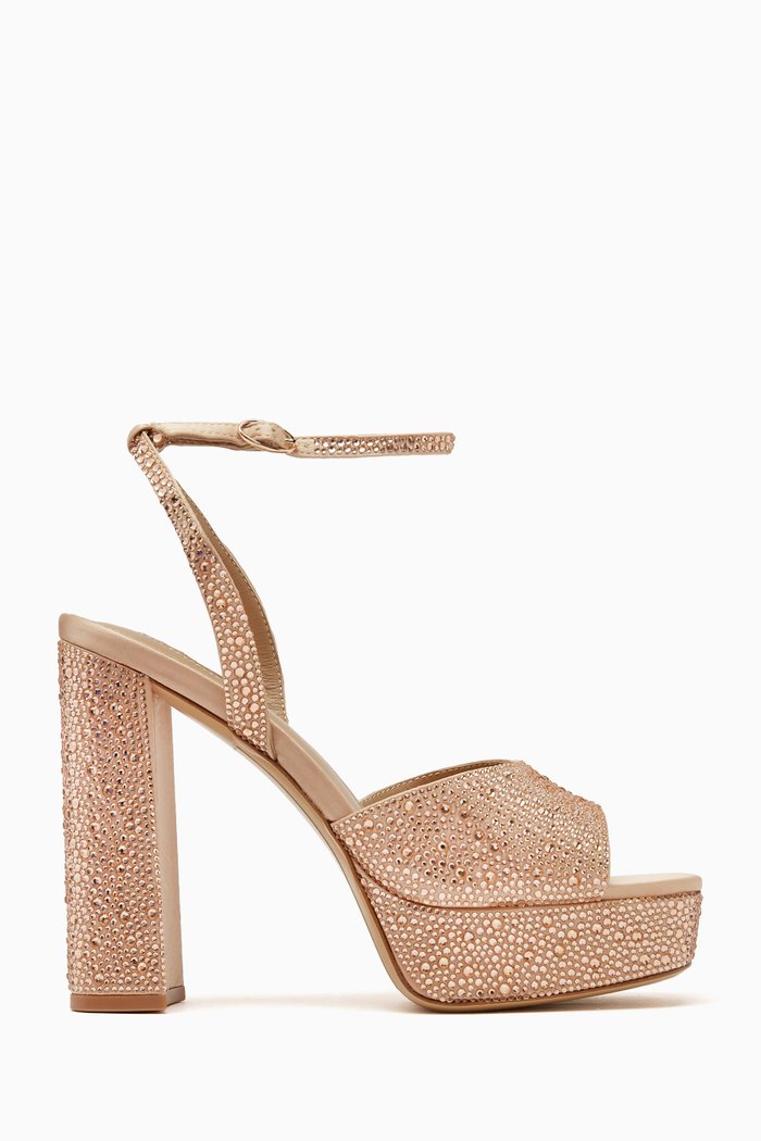 

Vallea 130 Platform Sandals in Crystal Embellished Leather, Pink