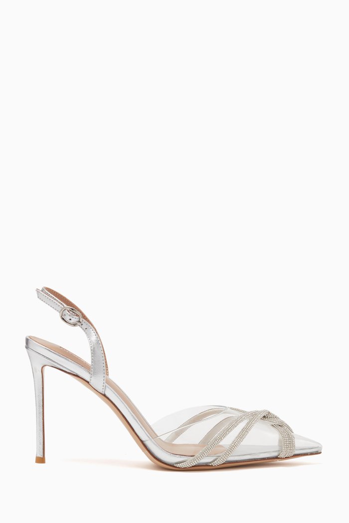 

Angelica 85 Slingback Pumps in Plexi, Silver