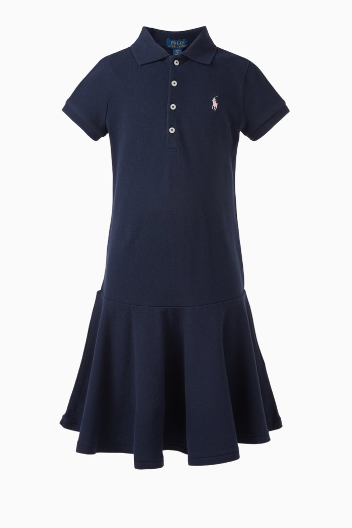 

Logo Polo Dress in Cotton Stretch, Blue
