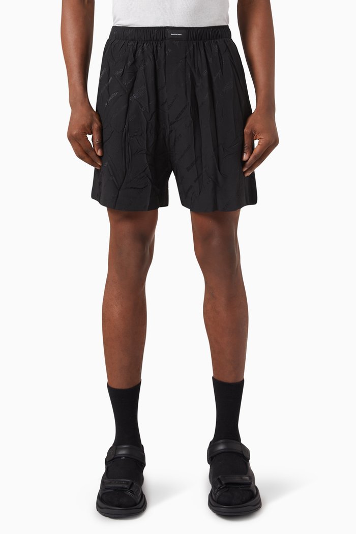 

Logomania All Over Pyjama Shorts in Silk Jacquard, Black