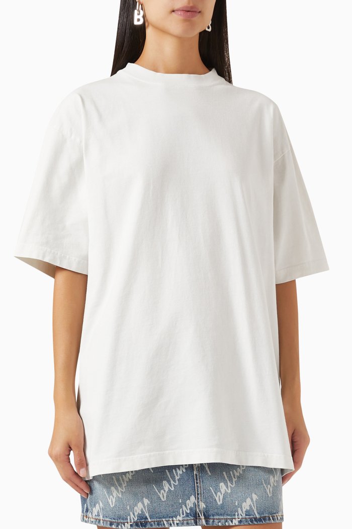 

Embellished Logo Large-fit T-shirt in Vintage-jersey, White