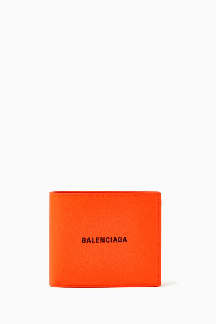 

Cash Square Bi-folded Wallet in Calfskin, Orange