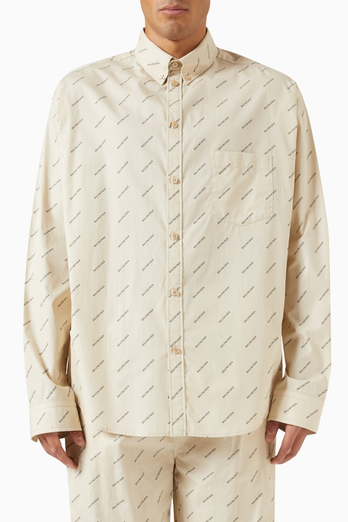 

Logo Print Shirt in Cotton, Neutral