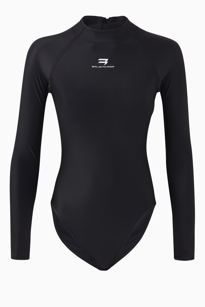 

Sporty Tech One-piece Swimsuit, Black