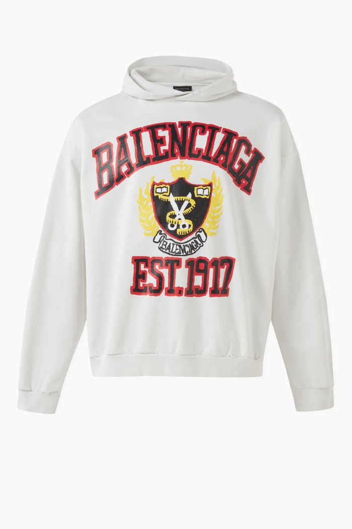 DIY College Medium Fit Hoodie in Curly Fleece, White