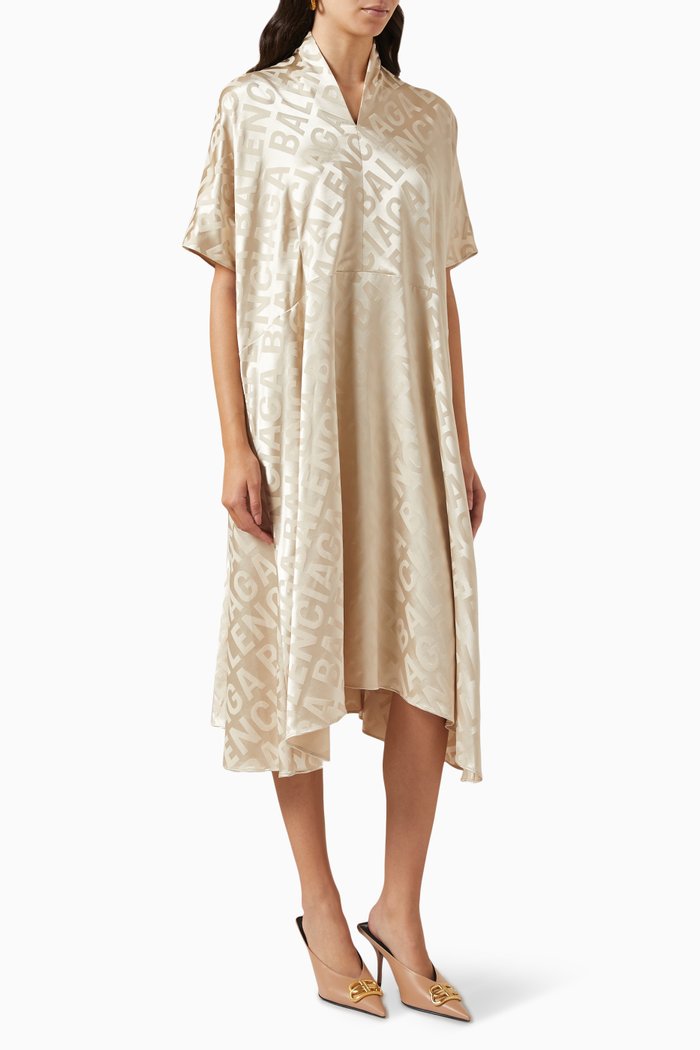 

Logo Jacquard Oversized Midi Dress in Organic-silk, Neutral