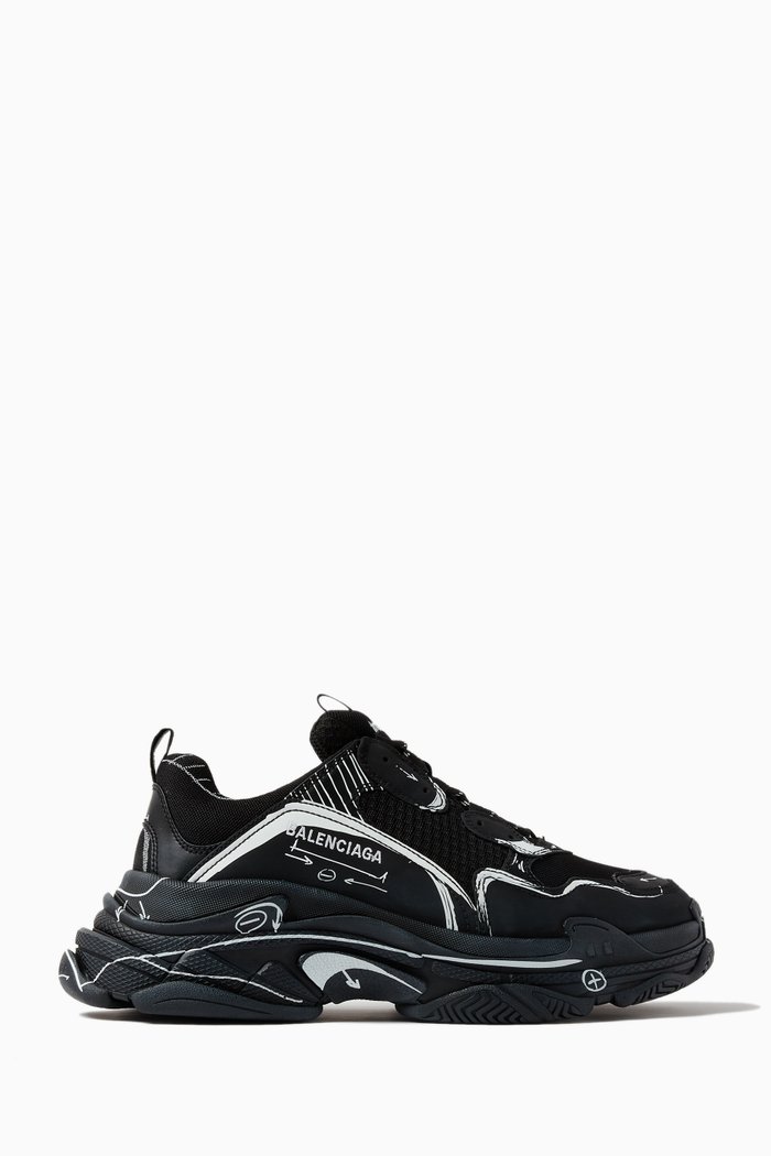 

Triple S Sketch Sneakers in Double Foam & Mesh, Black