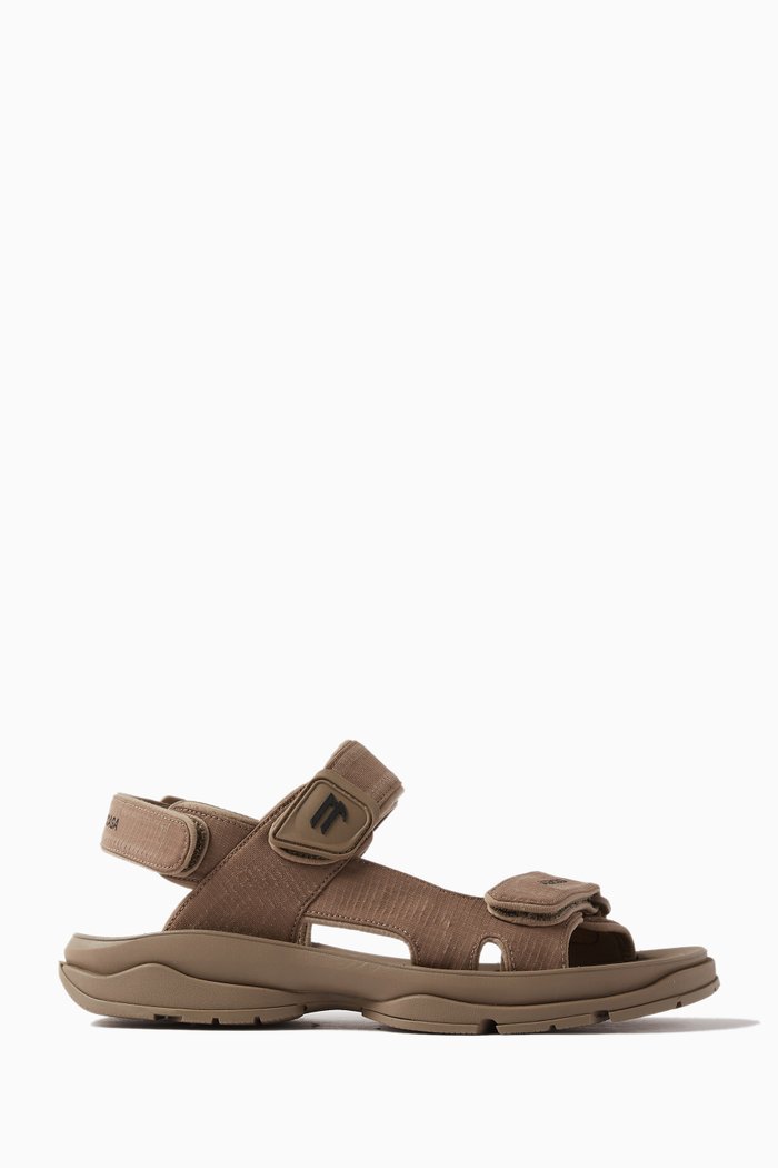 Tourist Sandals in Technical Fabric, Brown