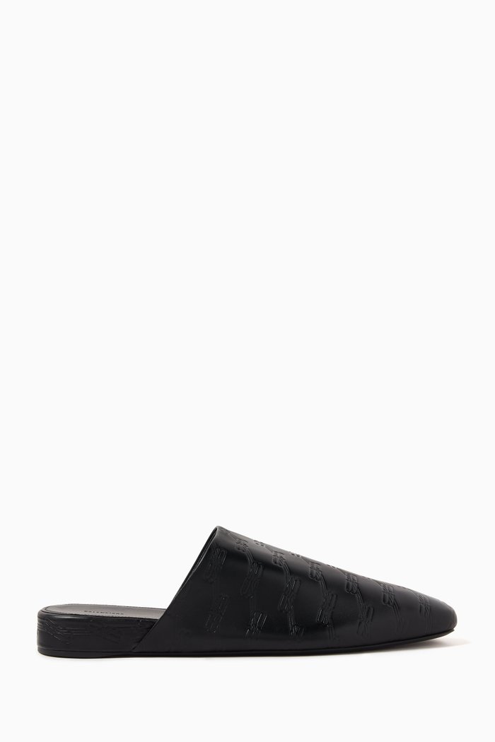 

Cosy BB Embossed Mules in Calfskin, Black