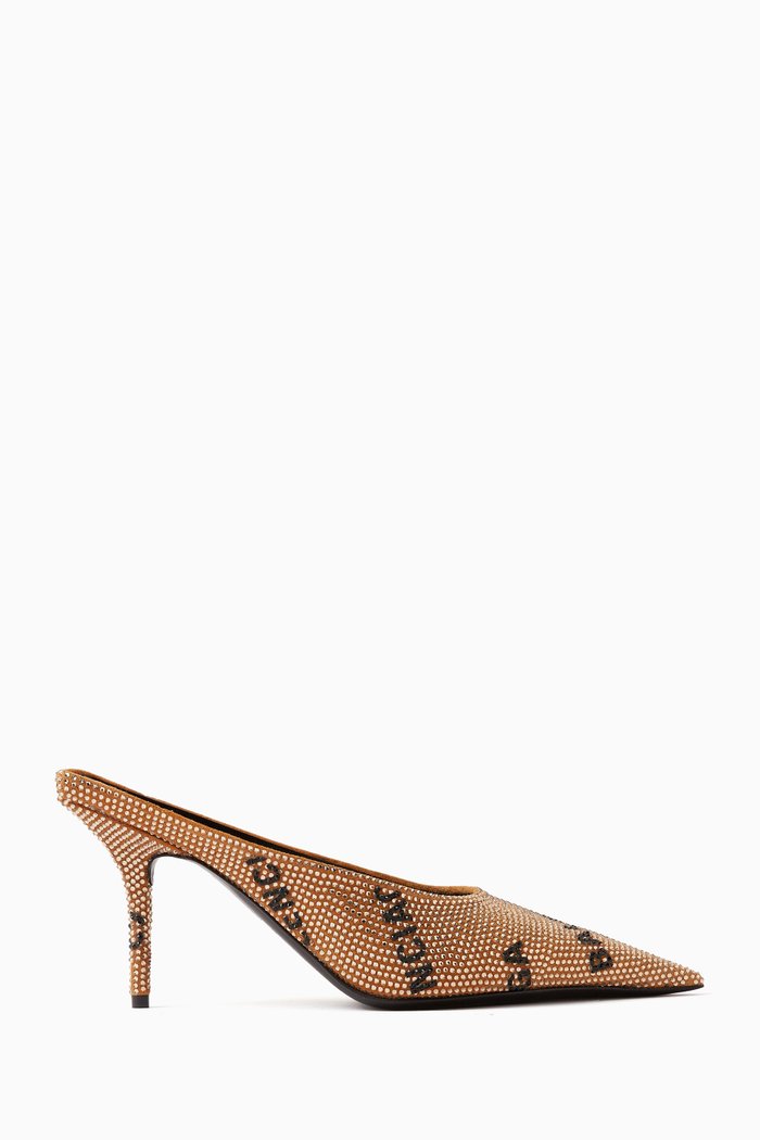 

Square Knife 80 Crystal-embellished Mules, Gold