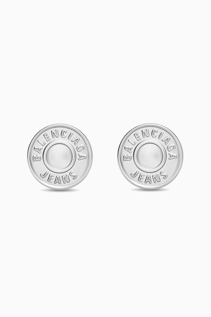 Jeans Earrings in Brass, Silver