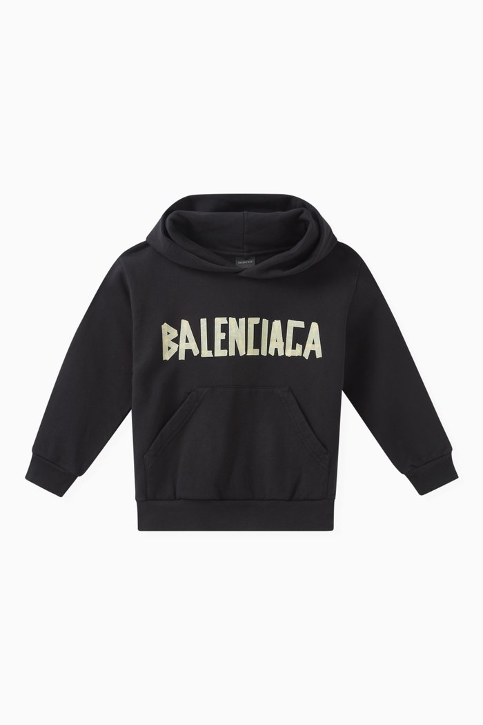 

Tape Type Hoodie in Cotton, Black