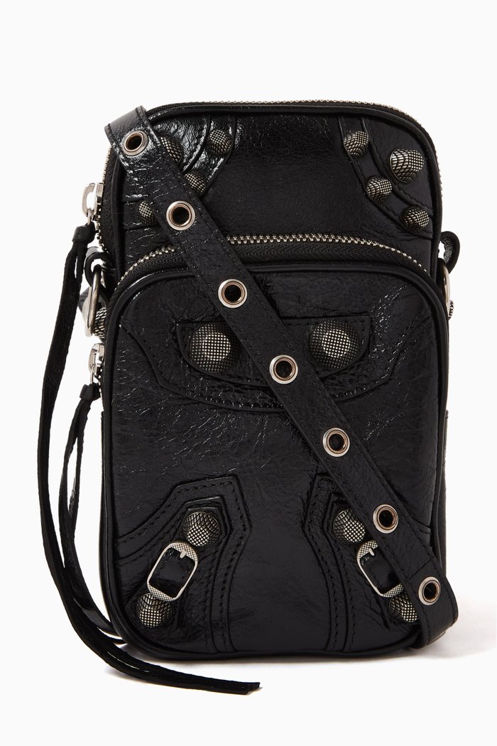 

Le Cagole Phone Holder in Arena Lambskin, Black