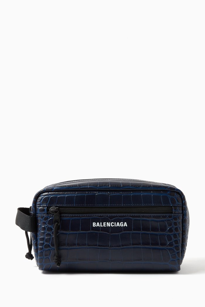 

Explorer Toiletry Pouch in Calf-Leather, Blue