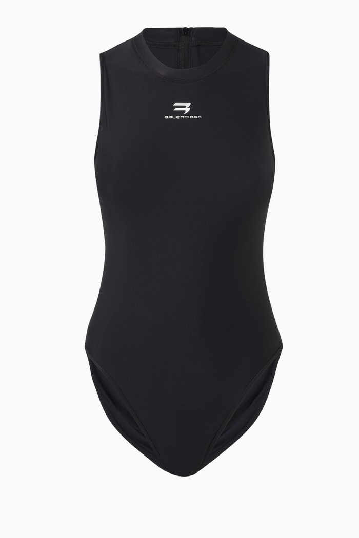 

Sporty Tech One-piece Swimsuit, Black