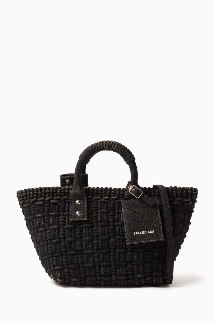 

Bistro XS Basket with Strap in Washed Denim, Black