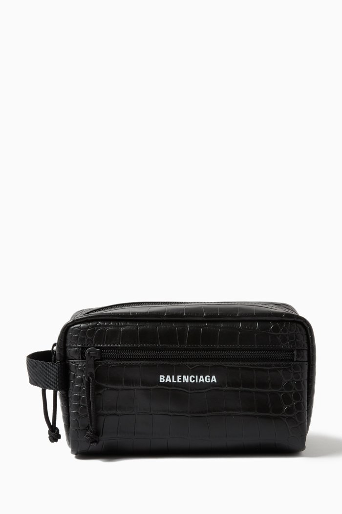 

Explorer Toiletry Pouch in Calf-Leather, Black