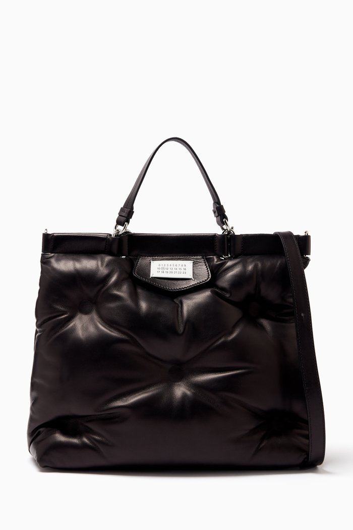 Medium Glam Slam Tote Bag in Leather, Black