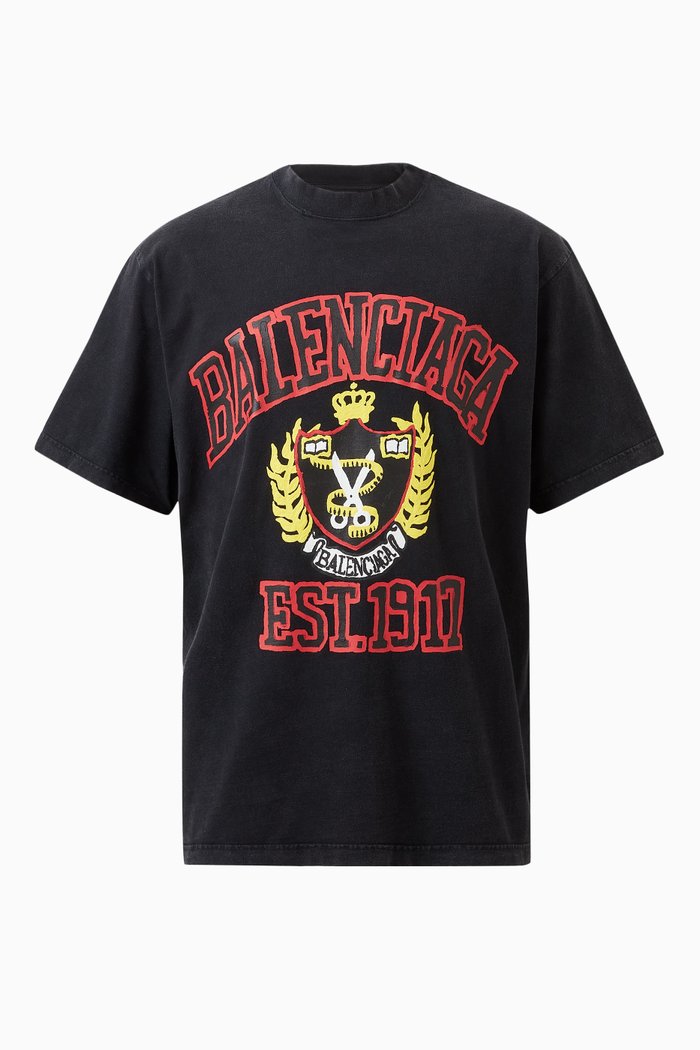 

DIY College Logo-print T-shirt in Vintage Cotton-jersey, Black