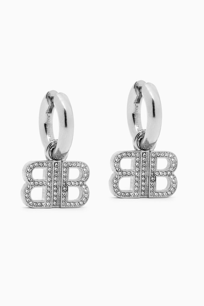 

BB 2.0 Rhinestones Hoop Earrings in Brass, Silver