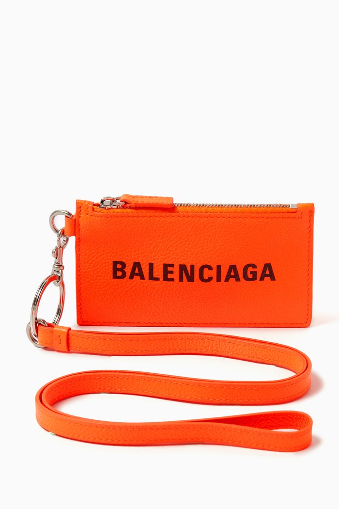 

Cash Card Case on Keyring in Calfskin, Orange