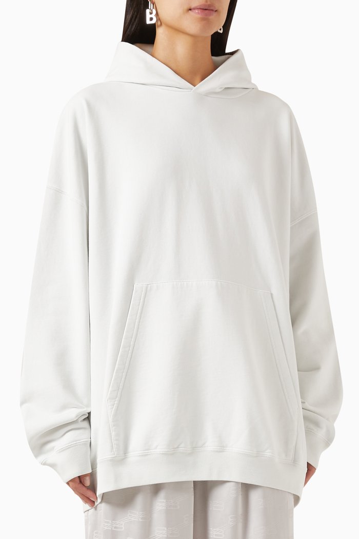 

Embellished Logo Large-fit Hoodie in Fleece, White