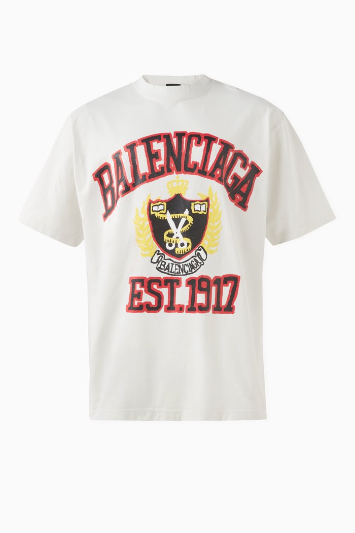

DIY College Logo-print T-shirt in Vintage Cotton-jersey, White