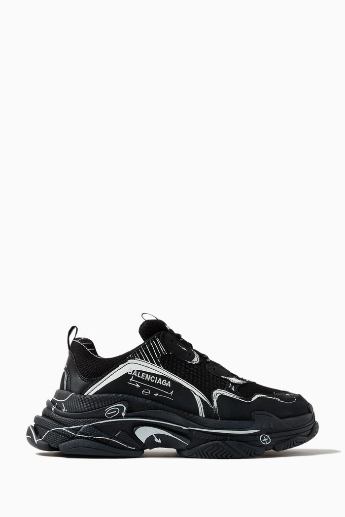 

Triple S Sketch Sneakers in Double Foam & Mesh, Black