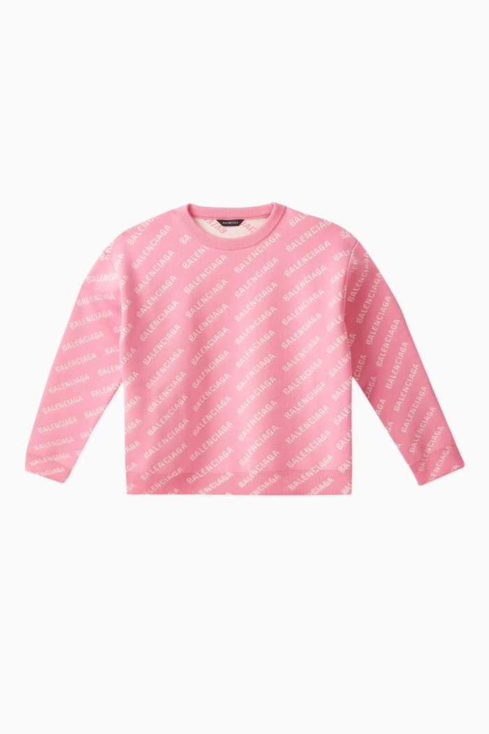 

Logo Print Sweater in Cotton Blend, Pink