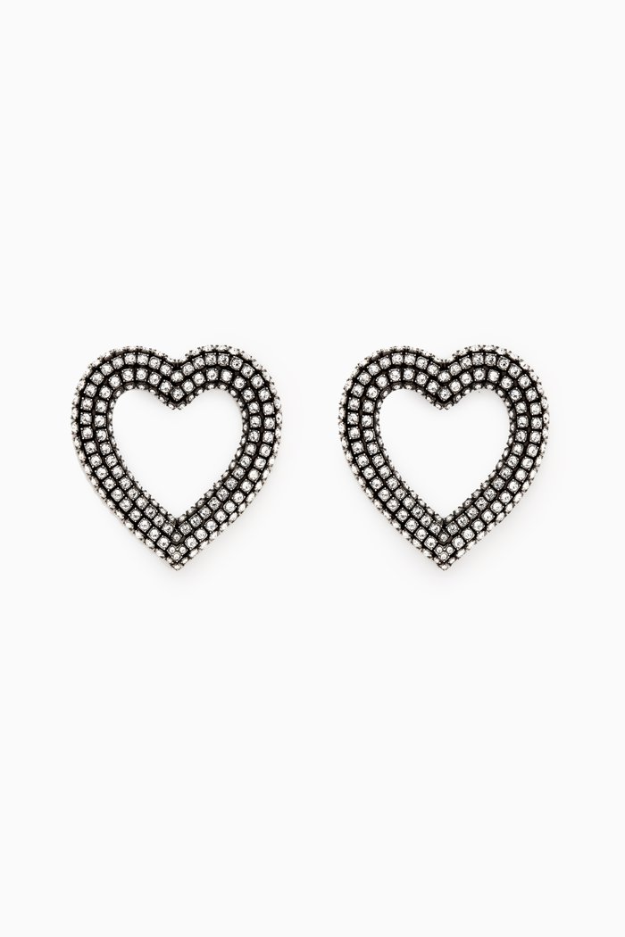 

Heart 2.0 Earrings with Rhinestone in Brass & Resin, Silver