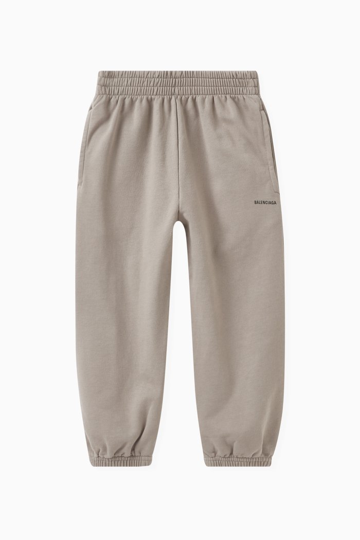 Logo Jogging Pants in Cotton Fleece, Brown