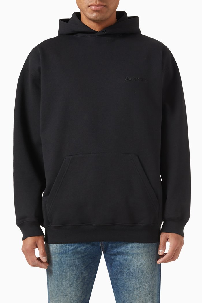 

Medium Fit Hoodie in Fleece, Black