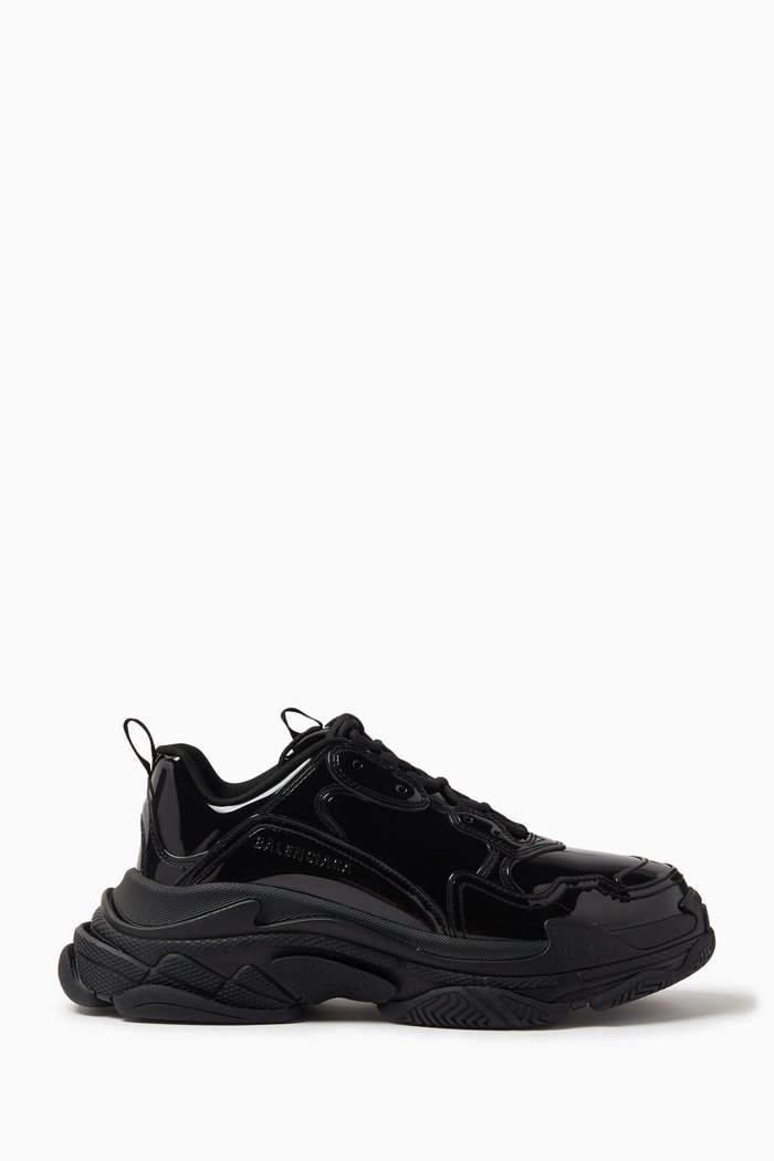 

Triple S Logo Sneakers in Rubber, Black