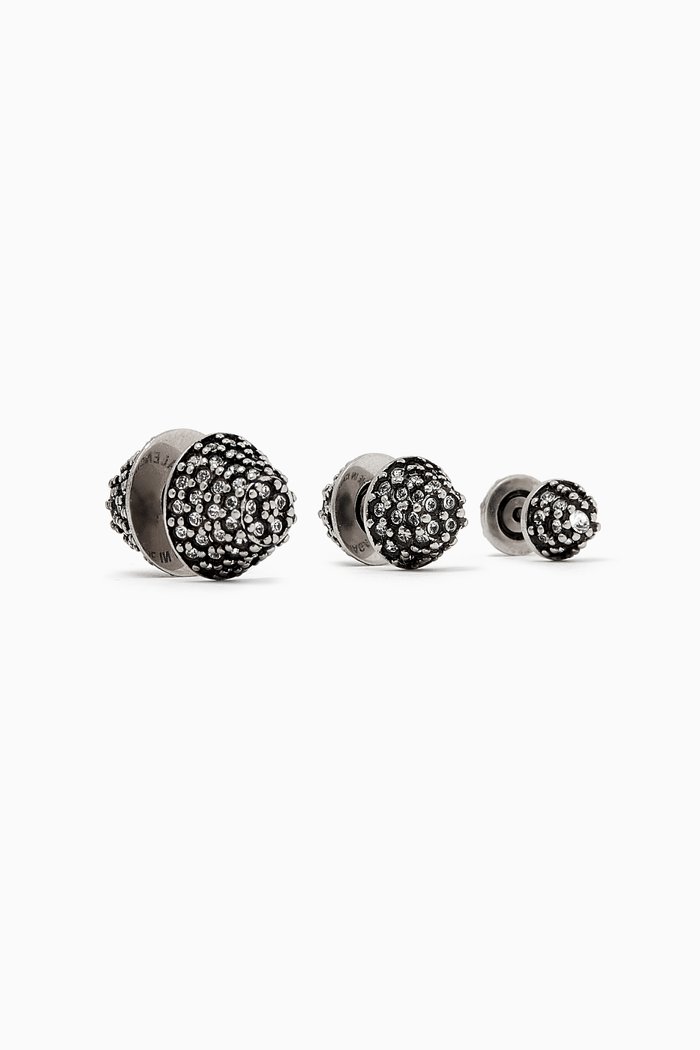 

Cagole Earrings Set of 3 with Rhinestones in Bonze & Brass, Silver