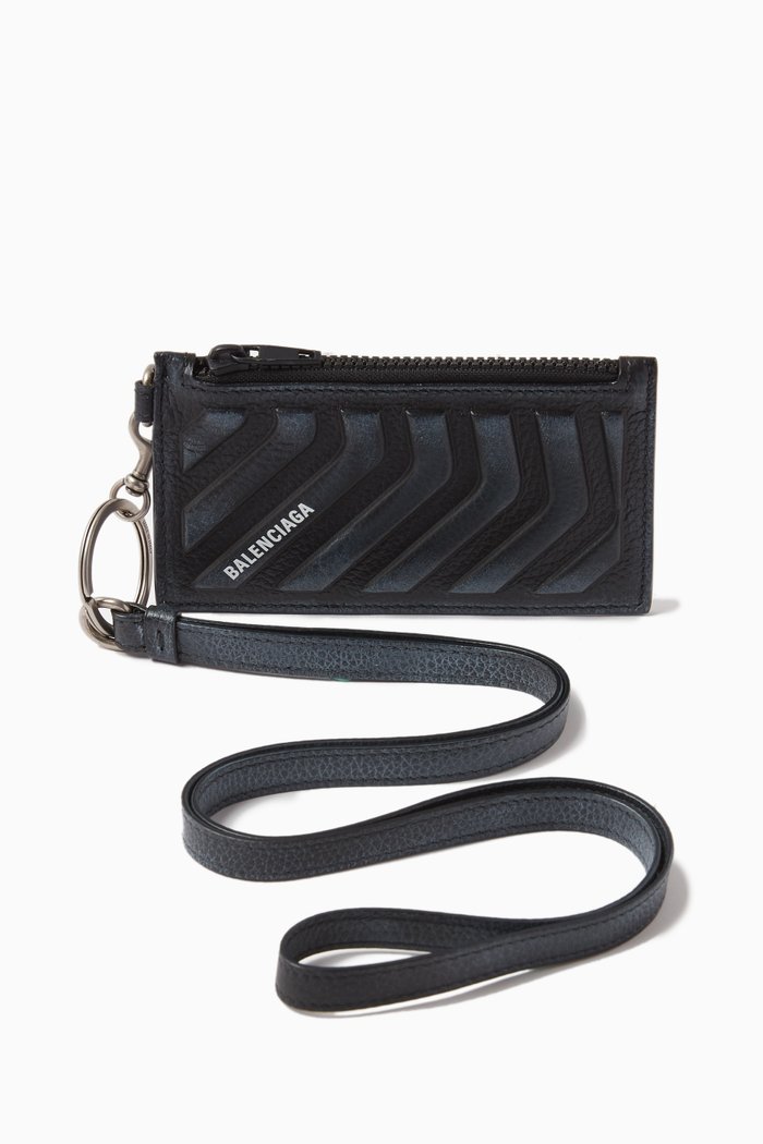 

Car Card Case on Keyring in Dirty-effect Grained Calfskin, Black