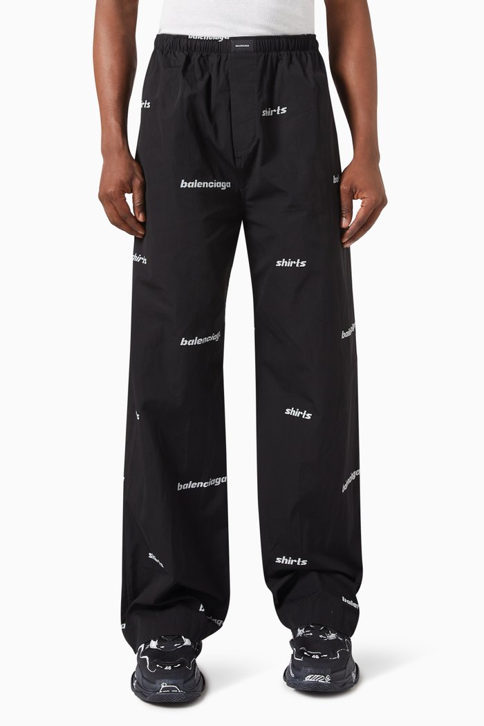 

All Over Pyjama Pants in Cotton Poplin, Black