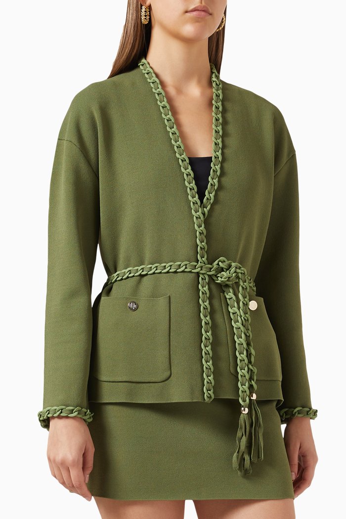 Madeno Belted Cardigan in Viscose-knit, Brown