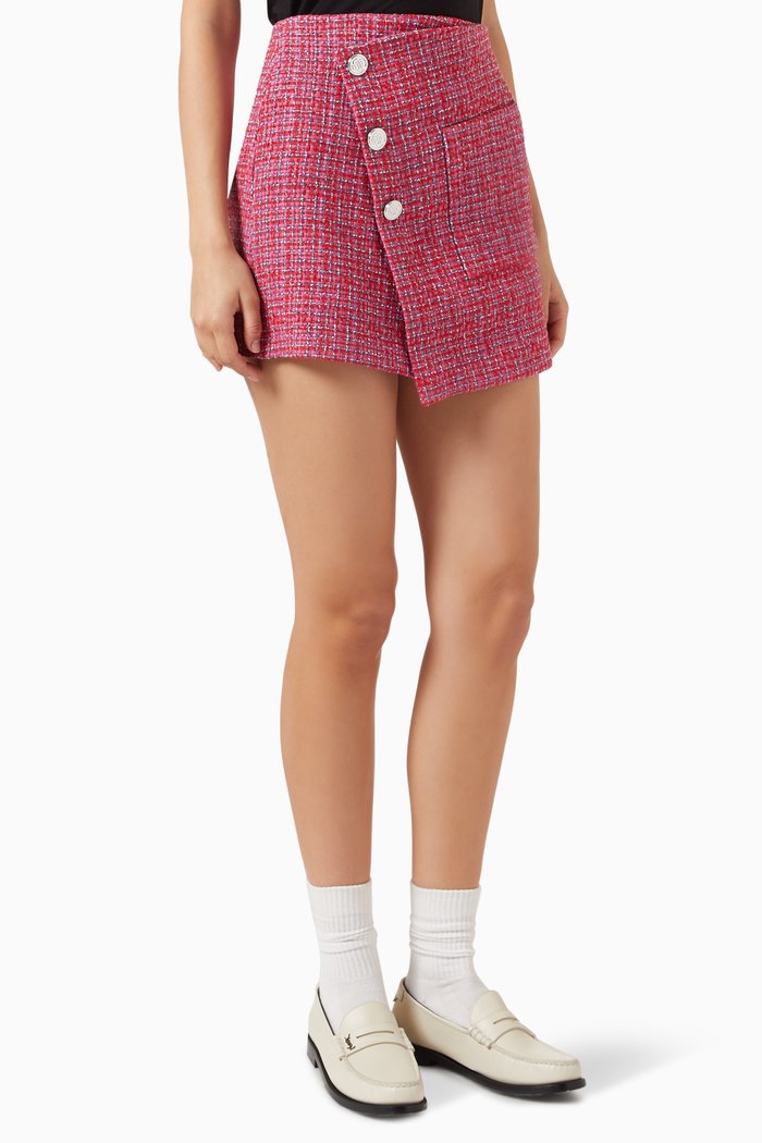 

Jolia Mini Wrap Skirt in Tweed, Red