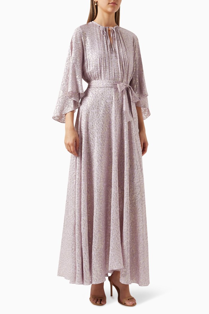 

Rimexa Pleated Maxi Dress in Lurex-blend, Purple
