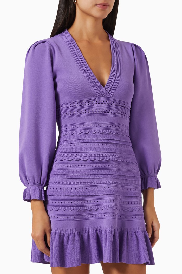 

Ombre Pointelle Mini Dress in Viscose-blend Knit, Purple