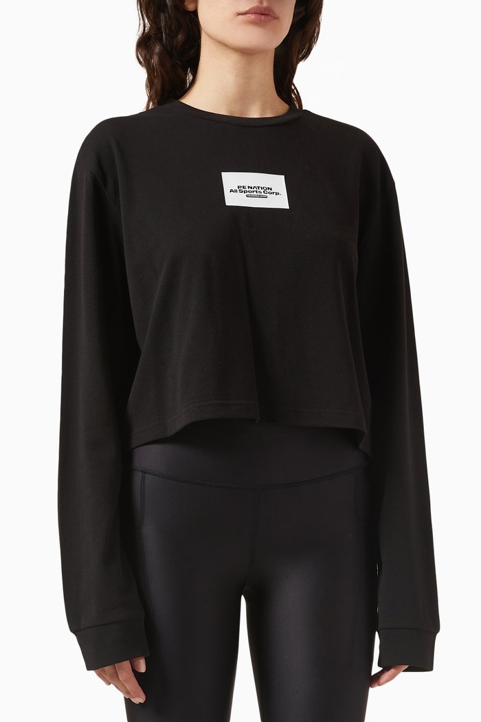 

Title Game LS Crop T-shirt in Cotton-piqué, Black