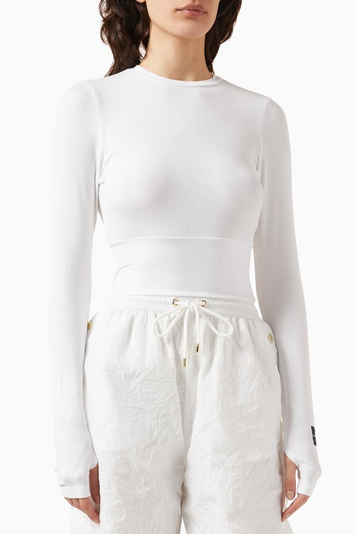 Frontier Long-sleeve Top in Stretch-viscose, White