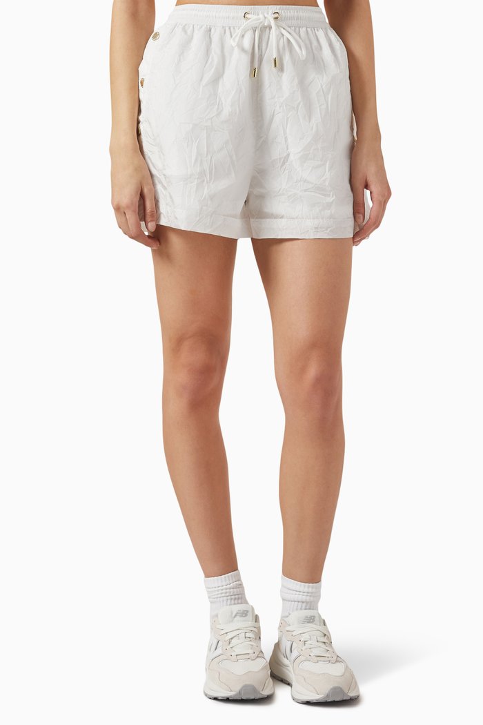 Volley High-rise Shorts in Crinkled-nylon, White