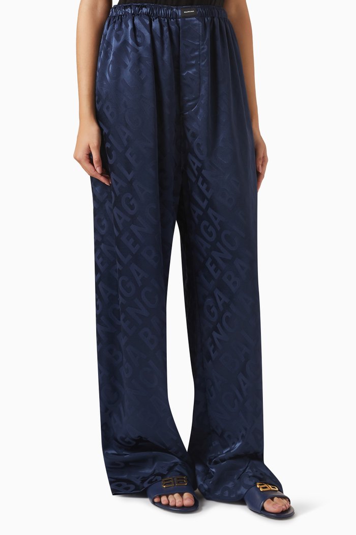 

Trousers in Fluid Logo Jacquard, Blue