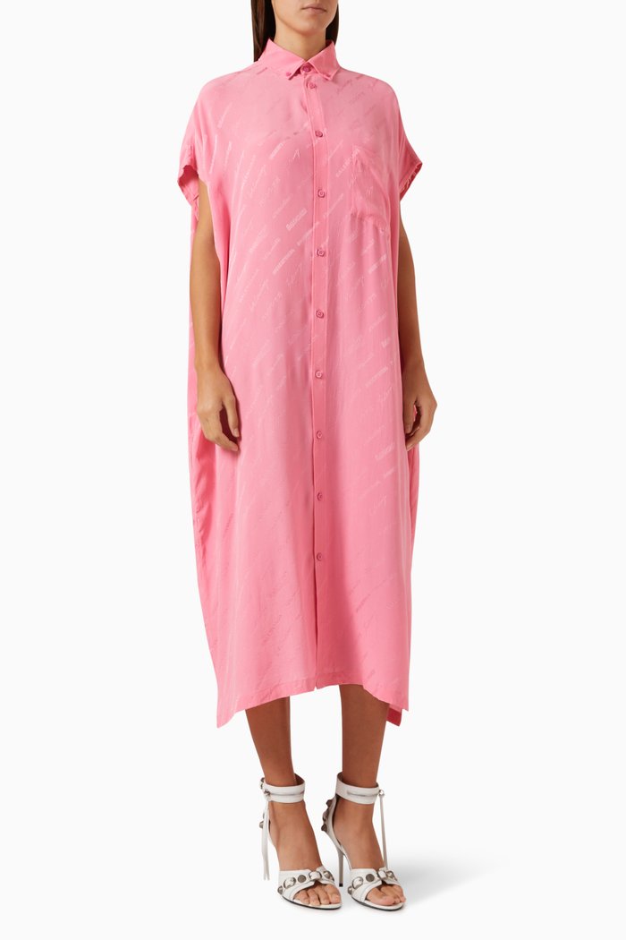 

Logomania Rawcut Dress in Jacquard, Pink