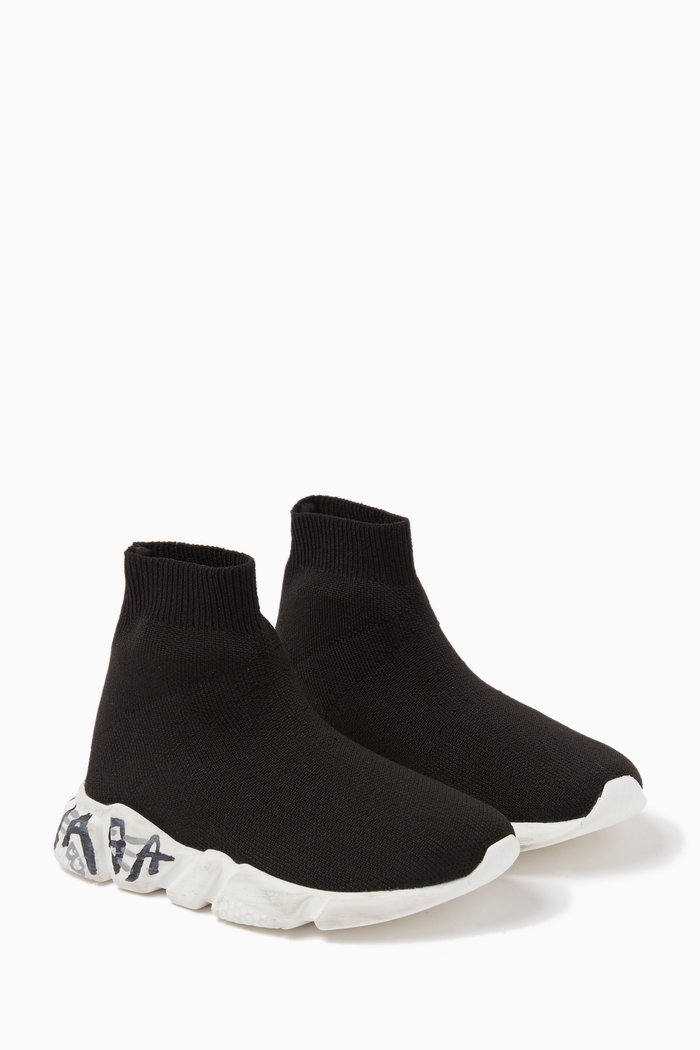 Speed Graffiti Sneakers in Recycled Knit, Black