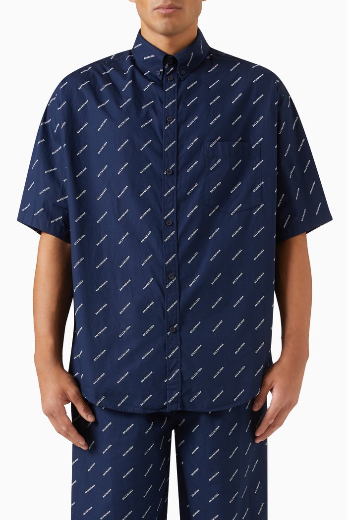 Large Fit Shirt in Cotton, Blue