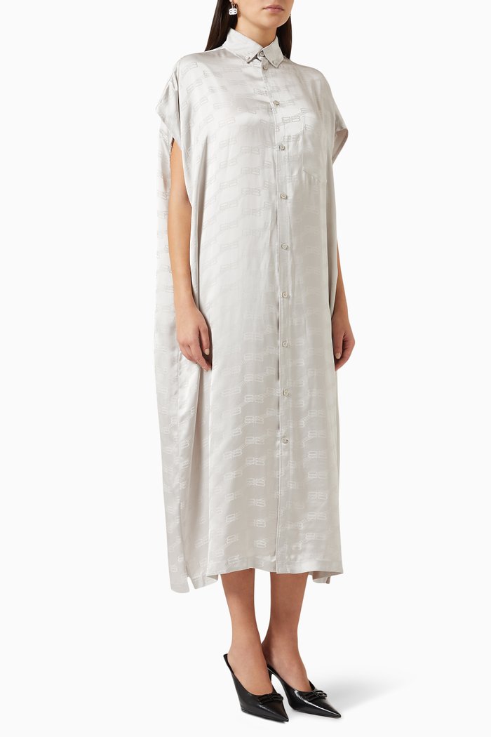 

BB Monogram Shirt Dress in Jacquard, Grey